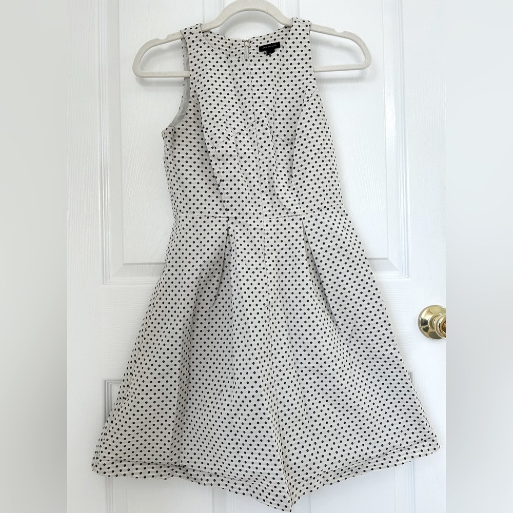 ann taylor blue polka dot dress Ann Taylor Womens Size Small Shift Dress Blue Beige Polka Dots Short  Sleeves